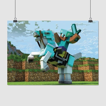 Постер Майнкрафт, на коні, Minecraft, A3 30×42 см (id3992)