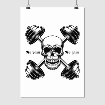 Постер Мотивация, бодибилдинг, No Pain - No Gain, A3 42×30 см (id6254)