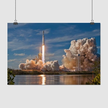 Постер Фото запуска Falcon Heavy с Tesla Roadster, A3 28×42 см (id3376)