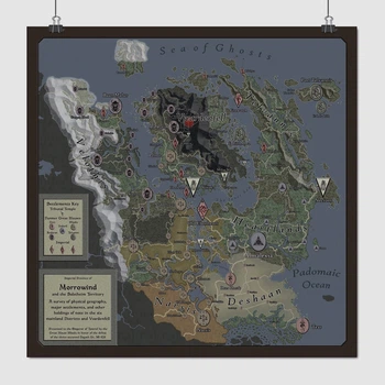 Постер Морровінд, карта, Стародавні Сувої, Elder Scrolls, Morrowind, A1 60×60 см (id6585)