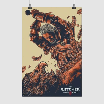 Постер Відьмак Геральт та Грифон, Witcher, A3 42×28 см (id4016)