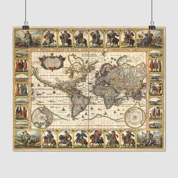 Постер Древняя карта Земли, Earth Ancient Map, A0 86×106 см (id3028)