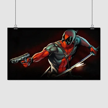 Постер Дедпул з пістолетом та мечем, Deadpool, A3 24×42 см (id1694)