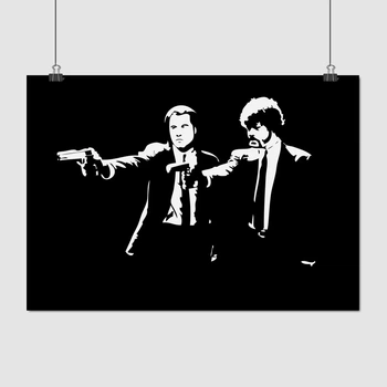 Постер Криминальное чтиво, Винсент Вега и Джулс Уиннфилд, Pulp Fiction, культовое кино, Тарантино, A3 30×42 см (id3406)