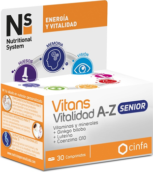 Харчова добавка NS Cynfa Nutritional System Vitans Vitalidad A-Z Senior 30 таблеток (8470001969088)