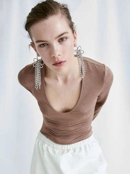 Боди-футболка женская H&M 1212637003c33 L Коричневая (1000000052666)