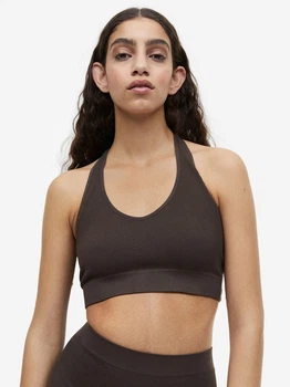 Спортивный топ женский H&M 1161574002c33 S Коричневый (KC1000000052755)