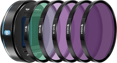 Анаморфный объектив Freewell 1,55x Blue Anamorphic для iPhone и Samsung Galaxy Черный Б/В