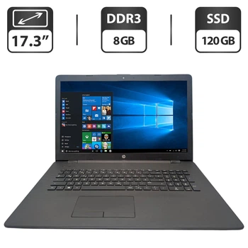 Ноутбук HP 17-bs077ng / 17.3" (1600x900) TN / Intel Celeron N3060 (2 ядра по 1.6 - 2.4 GHz) / 8 GB DDR3 / 120 GB SSD / Intel HD Graphics / WebCam б/в
