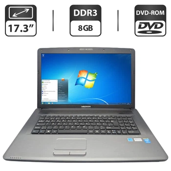 Ноутбук Medion Akoya E7222 / 17.3" (1920x1080) TN / Intel Pentium 2020M (2 ядра по 2.4 GHz) / 8 GB DDR3 / 500 GB HDD / Intel HD Graphics / WebCam / DVD-ROM / АКБ не держит б/у