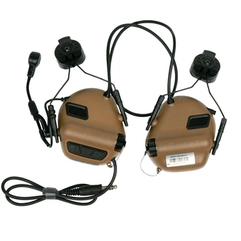 Активная гарнитура Earmor M32H Mark 3 MilPro с адаптерами на рельсы шлема Койот One size