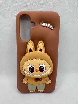Дитячий гумовий чохол Labubu для Samsung Galaxy A26 з підставкою тримачем Коричневий