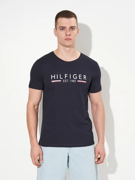 Футболка хлопковая длинная мужская Tommy Hilfiger 11654 M Темно-синяя (smt2000000041551)