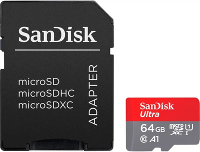 Карта памʼяті SANDISK Ultra microSDXC 64GB UHS-I U1 + SD-адаптер (SDSQUAB-064G-GN6MA)