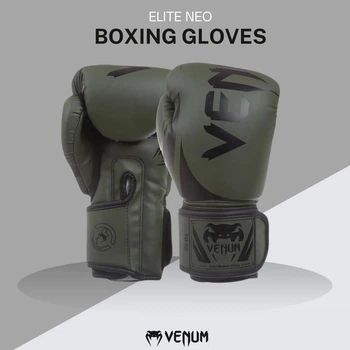 Боксерские перчатки Venum Elite Neo 10 oz (зеленый) — PU кожа, для бокса, тренировок и спаррингов