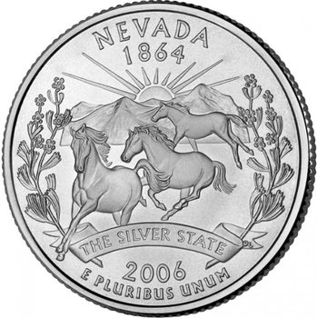 Монета 25 центів (квотер) США 2006 D UNC "Штати і території - Невада". Nevada (quarter)