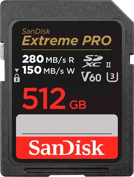 Карта памяти SANDISK Extreme Pro SDXC 512GB UHS-II U3 V60 (SDSDXEP-512G-GN4IN)