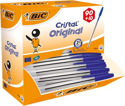 Набір ручок BIC Cristal Original Medium 1.0 мм 100 шт Blue (3086123278233)