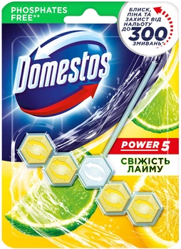 Блок для очищення унітаза Domestos Power 5 Свіжість лайму 55 г (8720182799456)