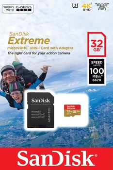 Карта памʼяті SANDISK Extreme microSDHC 32GB UHS-I U1 + SD-адаптер (SDSQXAF-032G-GN6AA)