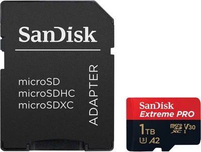 Карта памяти SANDISK Extreme Pro microSDXC 1TB UHS-I U3 V30 + SD-адаптер (SDSQXCD-1T00-GN6MA)