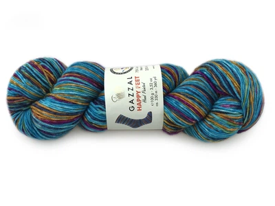 Gazzal Happy Feet, №3245 - шкарпеткова пряжа Хеппі Фіт, 100 г/330 м, 75% вовна мериноса/25% поліамід, для шкарпеток, шапок і светрів