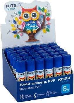 Набор клея-карандаша Kite Classic с индикатором PVP 8 г х 30 шт (K-130)