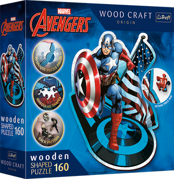 Puzzle Trefl Drewniane Marvel The Avengers Nieustraszony Kapitan Ameryka 160 elementów (5900511201949)