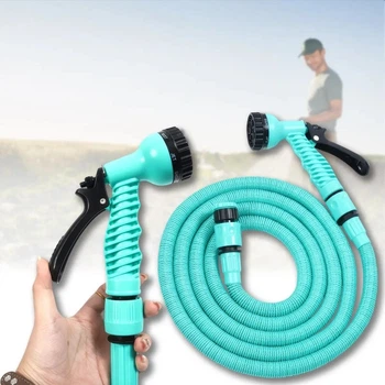 Шланг поливальний 15м, що розтягується з насадкою для поливу EXPANDABLE GARDEN HOSE K-50FT Бірюзовий