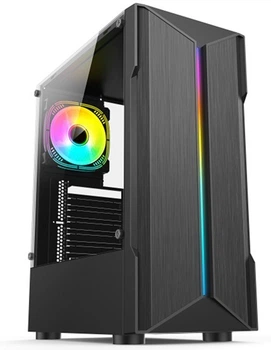 Игровой корпус для ПК с RGB-подсветкой, стеклянной стенкой, поддержка ATX, черный