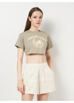 Топ H&M S Хакі 1109121_напис