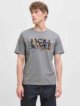 Футболка хлопковая длинная мужская Jack & Jones 12278523 M Ultimate grey (5715729499794)