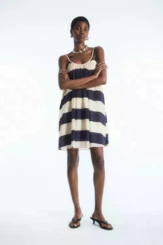Cукня жіноча COS gathered strappy mini dress 1166638002 44 бежево-синя