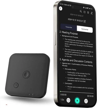 Диктофон Focase Rec CR1 Voice Recorder с AI Chat GPT Умная система с искусственным интеллектом для записи, транскрипции, 64GB