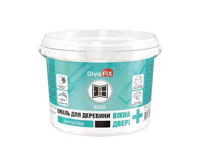 Емаль акрилова DIVOFIX бiлий 2,5кг по деревині для вікон та дверей