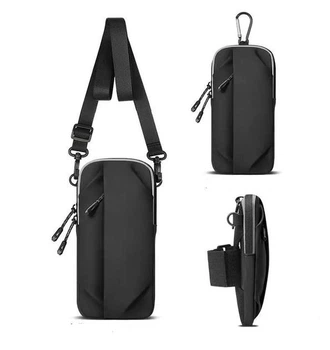 Сумка 2 в 1 на руку та плече RunningBag 19×9 см, з карабіном чорна (R051564)
