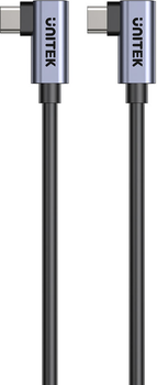 Kabel Unitek USB-C PD 100W Dual 90 Degree 0.5 m Black (C14147ABK01-0.5M)
