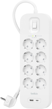 Мережевий фільтр Belkin Surge Protectors 8 розеток (SRB003VF2M-V2)