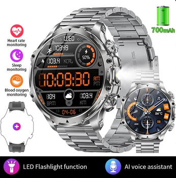 Смарт-часы мужские LIGE PowerFit 1.9” – 700 мАч, фонарик, 100+ режимов, 2 ремешка
