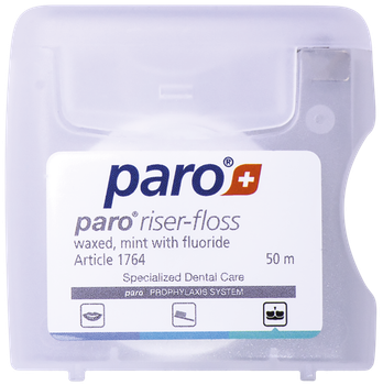 Зубна нитка Paro Swiss Riser-Floss з воском, м'ятою з фтором 50 м (7610458017647)