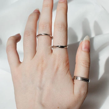 Колечка комплект из трех изящных базовых унисекс в классическом casual стиле S-L Серебристые