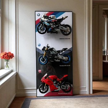 Велика Рамка 50x115см на Стіну для Трьох Technic Мотоциклів BMW M 1000 RR (42130) + Yamaha MT-10 SP (42159) + Ducati Panigale V4 S (42202) / Тримач для Лего Дукаті, БМВ та Ямаха