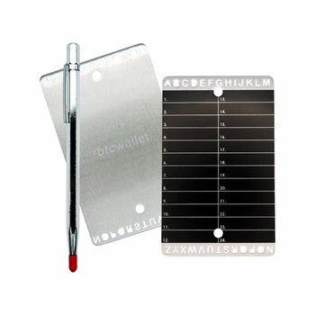 Металеві пластини Btcwallet Plate для зберігання сід-фрази 2 штуки + гравірувальна ручка 73 x 117мм