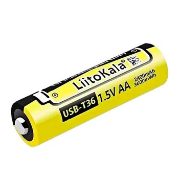 Аккумулятор AA LiitoKala 2400mAh 1.5V Li-ion, 1шт, HR6, зарядка через Type-C (59033)