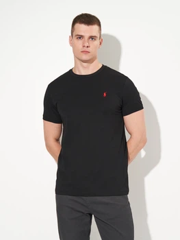 Футболка хлопковая длинная мужская Polo Ralph Lauren 11604 S Черная (smt2000000039268)