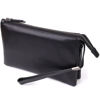 Стильний чоловічий клатч з натуральної шкіри VINTAGE Bag 23035 Чорний