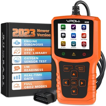 Считыватель кодов сканера OBD2 VPOW K88 PRO для всех автомобилей с OBDII, Оранжевый