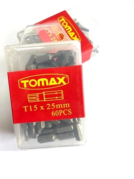 Бита T15 х 25 мм магнитная TOMAX 60 шт