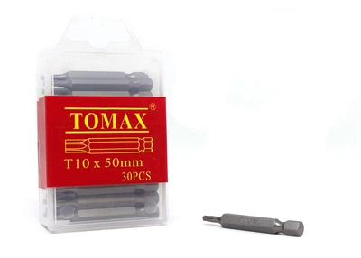 Бита T10 х 50 мм магнитная TOMAX 30 шт