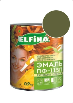 Эмаль алкидная Elfina ПФ-115 Хаки 0,9 кг